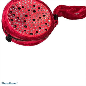 BCBG Generation Vintage velvet burgundy studded round wristlet small  bag